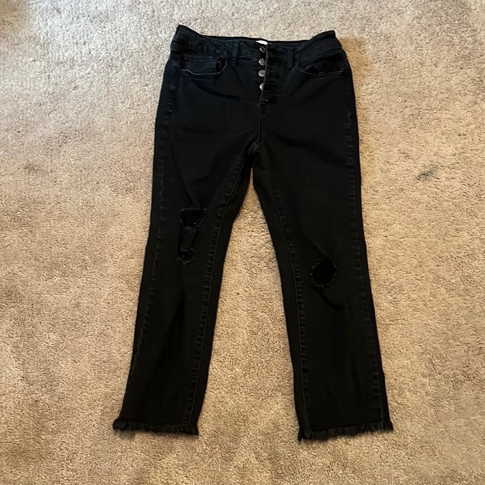 SO black high rise distressed jeans size : junior 11